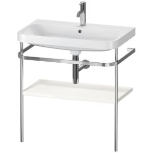 Duravit Happy D.2 Plus furniture washbasin combination HP4837O2222 77.5 x 49 cm, 1 tap hole, white high gloss, with metal console