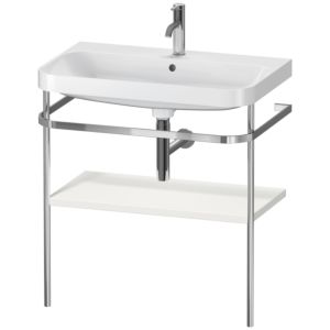 Duravit Happy D.2 Plus furniture washbasin combination HP4837O3939 77.5 x 49 cm, 1 tap hole, nordic white satin finish, with metal console
