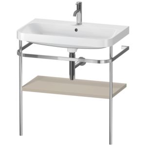Duravit Happy D.2 Plus Möbelwaschtisch-Kombination HP4837O6060 77,5 x 49 cm, 1 Hahnloch, taupe seidenmatt, mit Metallkonsole