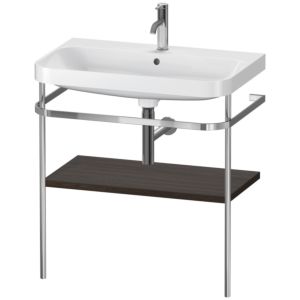 Combinaison lavabo pour meuble Duravit Happy D.2 Plus HP4837O6969 77,5 x 49 cm, 1 trou pour robinetterie, noyer brossé, avec console en métal