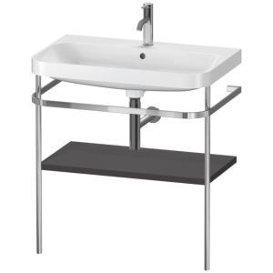 Duravit Happy D.2 Plus furniture washbasin combination HP4837O8080 77.5 x 49 cm, 1 tap hole, graphite super matt, with metal console