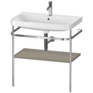 Combinaison lavabo pour meuble Duravit Happy D.2 Plus HP4837O9292 77,5 x 49 cm, 1 trou pour robinetterie, finition gris pierre satiné, avec console en métal