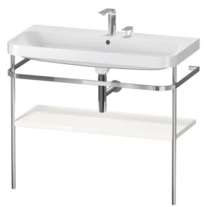 Combinaison lavabo pour meuble Duravit Happy D.2 Plus HP4838E2222 97,5 x 49 cm, 2 trous pour robinetterie, brillant blanc , avec console en métal