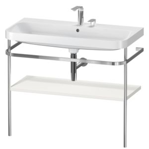 Duravit Happy D.2 Plus furniture washbasin combination HP4838E3939 97.5 x 49 cm, 2 tap holes, nordic white satin finish, with metal console