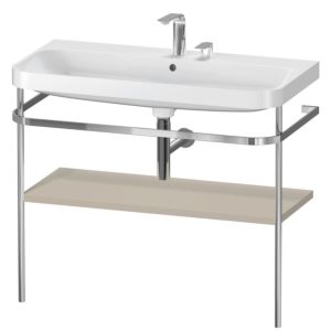 Duravit Happy D.2 Plus Möbelwaschtisch-Kombination HP4838E6060 97,5 x 49 cm, 2 Hahnlöcher, taupe seidenmatt, mit Metallkonsole