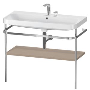 Duravit Happy D.2 Plus furniture washbasin combination HP4838E7575 97.5 x 49 cm, 2 tap holes, linen, with metal console