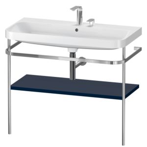 Duravit Happy D.2 Plus furniture washbasin combination HP4838E9898 97.5 x 49 cm, 2 tap holes, midnight blue satin finish, with metal console