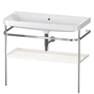 Duravit Happy D.2 Plus Möbelwaschtisch-Kombination HP4838N2222 97,5 x 49 cm, ohne Hahnloch, weiß hochglanz, mit Metallkonsole