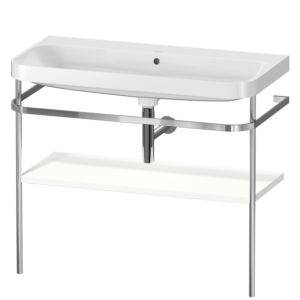 Duravit Happy D.2 Plus Möbelwaschtisch-Kombination HP4838N3636 97,5 x 49 cm, ohne Hahnloch, weiß seidenmatt, mit Metallkonsole