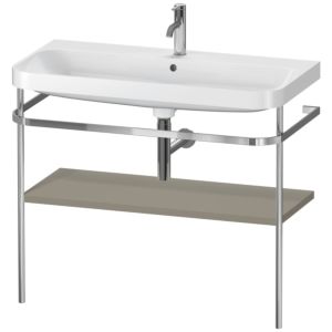 Combinaison lavabo pour meuble Duravit Happy D.2 Plus HP4838O9292 97,5 x 49 cm, 1 trou pour robinetterie, finition gris pierre satiné, avec console en métal
