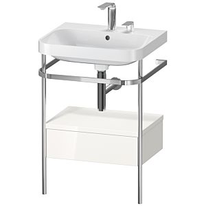 Duravit Happy D.2 Plus furniture washbasin combination HP4840E2222 57.5 x 49 cm, 2 tap holes, white high gloss, with metal console
