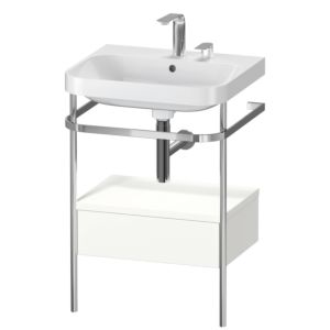 Duravit Happy D.2 Plus furniture washbasin combination HP4840E3636 57.5 x 49 cm, 2 tap holes, white satin finish, with metal console