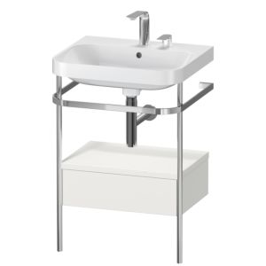 Combinaison lavabo pour meuble Duravit Happy D.2 Plus HP4840E3939 57,5 x 49 cm, 2 trous pour robinetterie, nordic blanc , avec console en métal