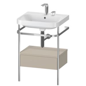 Duravit Happy D.2 Plus vanity combination HP4840E6060 57.5 x 49 cm, 2 tap holes, taupe satin finish, with metal console