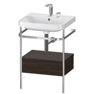 Duravit Happy D.2 Plus furniture washbasin combination HP4840E6969 57.5 x 49 cm, 2 tap holes, brushed walnut, with metal console