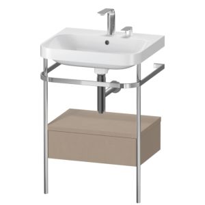 Duravit Happy D.2 Plus furniture washbasin combination HP4840E7575 57.5 x 49 cm, 2 tap holes, linen, with metal console