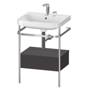 Duravit Happy D.2 Plus furniture washbasin combination HP4840E8080 57.5 x 49 cm, 2 tap holes, graphite super matt, with metal console