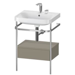 Duravit Happy D.2 Plus furniture washbasin combination HP4840E9292 57.5 x 49 cm, 2 tap holes, stone gray satin finish, with metal console