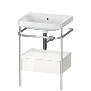 Duravit Happy D.2 Plus furniture washbasin combination HP4840N2222 57.5 x 49 cm, without tap hole, white high gloss, with metal console