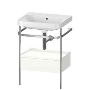 Duravit Happy D.2 Plus furniture washbasin combination HP4840N3636 57.5 x 49 cm, without tap hole, white satin finish, with metal console