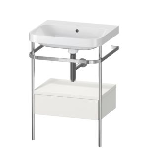 Duravit Happy D.2 Plus Möbelwaschtisch-Kombination HP4840N3939 57,5 x 49 cm, ohne Hahnloch, nordic weiß seidenmatt, mit Metallkonsole