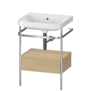 Duravit Happy D.2 Plus Möbelwaschtisch-Kombination HP4840N7171 57,5 x 49 cm, ohne Hahnloch, mediterrane Eiche, mit Metallkonsole