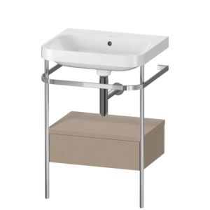 Combinaison lavabo pour meuble Duravit Happy D.2 Plus HP4840N7575 57,5 x 49 cm, sans trou pour robinetterie, lin, avec console en métal