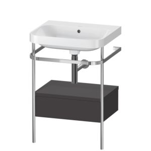 Duravit Happy D.2 Plus Möbelwaschtisch-Kombination HP4840N8080 57,5 x 49 cm, ohne Hahnloch, graphit supermatt, mit Metallkonsole