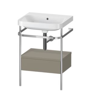 Duravit Happy D.2 Plus Möbelwaschtisch-Kombination HP4840N9292 57,5 x 49 cm, ohne Hahnloch, steingrau seidenmatt, mit Metallkonsole