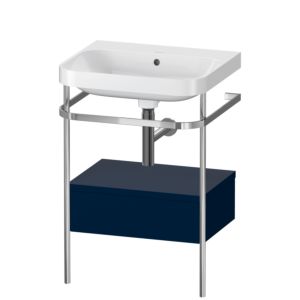 Duravit Happy D.2 Plus Möbelwaschtisch-Kombination HP4840N9898 57,5 x 49 cm, ohne Hahnloch, nachtblau seidenmatt, mit Metallkonsole