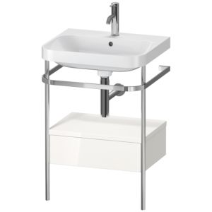 Combinaison lavabo pour meuble Duravit Happy D.2 Plus HP4840O2222 57,5 x 49 cm, 1 trou pour robinet, brillant blanc , avec console en métal