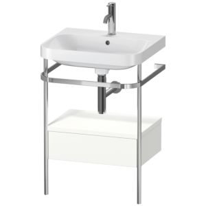 Duravit Happy D.2 Plus Möbelwaschtisch-Kombination HP4840O3636 57,5 x 49 cm, 1 Hahnloch, weiß seidenmatt, mit Metallkonsole