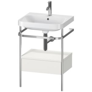 Combinaison lavabo pour meuble Duravit Happy D.2 Plus HP4840O3939 57,5 x 49 cm, 1 trou pour robinetterie, nordic blanc , avec console en métal
