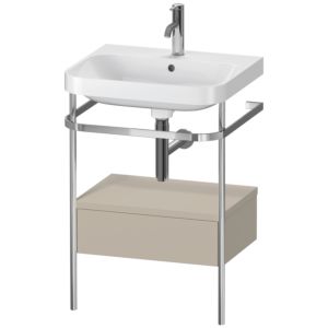 Duravit Happy D.2 Plus Möbelwaschtisch-Kombination HP4840O6060 57,5 x 49 cm, 1 Hahnloch, taupe seidenmatt, mit Metallkonsole