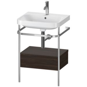 Duravit Happy D.2 Plus furniture washbasin combination HP4840O6969 57.5 x 49 cm, 1 tap hole, brushed walnut, with metal console