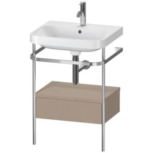 Duravit Happy D.2 Plus furniture washbasin combination HP4840O7575 57.5 x 49 cm, 1 tap hole, linen, with metal console