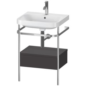 Duravit Happy D.2 Plus combinaison lavabo pour meuble HP4840O8080 57,5 x 49 cm, 1 trou pour robinetterie, graphite super mat, avec console en métal