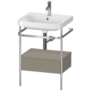 Combinaison lavabo pour meuble Duravit Happy D.2 Plus HP4840O9292 57,5 x 49 cm, 1 trou pour robinetterie, finition gris pierre satiné, avec console en métal