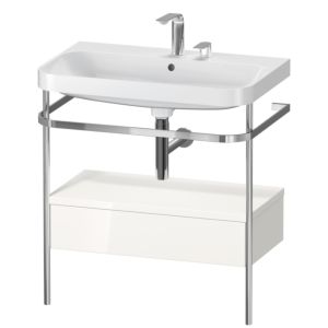 Combinaison lavabo pour meuble Duravit Happy D.2 Plus HP4842E2222 77,5 x 49 cm, 2 trous pour robinet, brillant blanc , avec console en métal