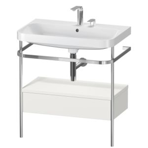 Duravit Happy D.2 Plus furniture washbasin combination HP4842E3939 77.5 x 49 cm, 2 tap holes, nordic white satin finish, with metal console