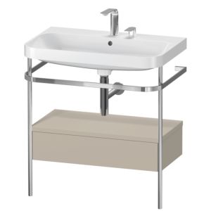 Combinaison lavabo Duravit Happy D.2 Plus HP4842E6060 77,5 x 49 cm, 2 trous pour robinetterie, finition taupe satiné, avec console en métal