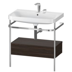 Duravit Happy D.2 Plus combinaison lavabo pour meuble HP4842E6969 77,5 x 49 cm, 2 trous pour robinetterie, noyer brossé, avec console en métal