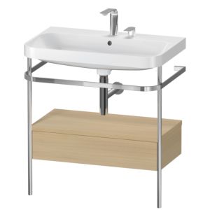 Duravit Happy D.2 Plus combinaison lavabo pour meuble HP4842E7171 77,5 x 49 cm, 2 trous pour robinetterie, chêne méditerranéen, avec console en métal