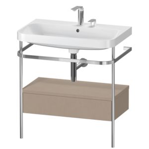 Duravit Happy D.2 Plus Möbelwaschtisch-Kombination HP4842E7575 77,5 x 49 cm, 2 Hahnlöcher, leinen, mit Metallkonsole