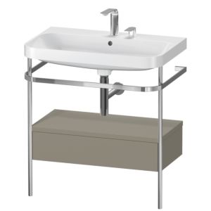 Duravit Happy D.2 Plus furniture washbasin combination HP4842E9292 77.5 x 49 cm, 2 tap holes, stone gray satin finish, with metal console