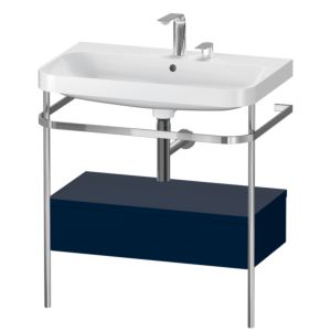 Duravit Happy D.2 Plus Möbelwaschtisch-Kombination HP4842E9898 77,5 x 49 cm, 2 Hahnlöcher, nachtblau seidenmatt, mit Metallkonsole