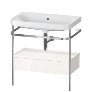Duravit Happy D.2 Plus furniture washbasin combination HP4842N2222 77.5 x 49 cm, without tap hole, white high gloss, with metal console
