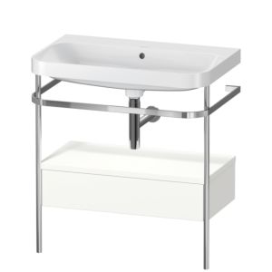 Duravit Happy D.2 Plus furniture washbasin combination HP4842N3636 77.5 x 49 cm, without tap hole, white satin finish, with metal console