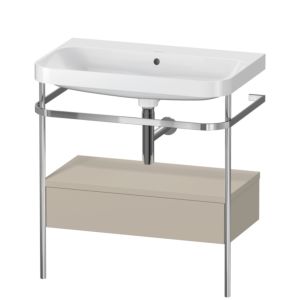 Duravit Happy D.2 Plus furniture washbasin combination HP4842N6060 77.5 x 49 cm, without tap hole, taupe satin finish, with metal console