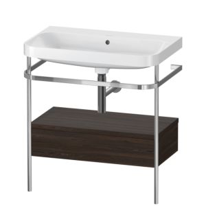 Duravit Happy D.2 Plus furniture washbasin combination HP4842N6969 77.5 x 49 cm, without tap hole, brushed walnut, with metal console